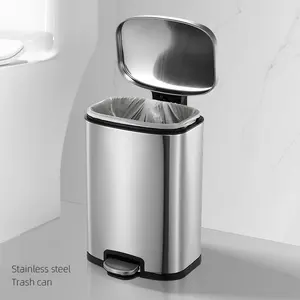 Large Capacity Hotel Dual Garbage Can Stainless Steel Dustbin Metal Foot Pedal Trash Can