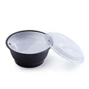 50oz Disposable Soup Bowl Interlayer Round Togo Soup Bowl No Leak Microwavable Plastic Bowl Meal Prepping Containers