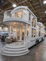Villa mobile préfabriquée de luxe Skyacross à 2 étages avec balcon, maison miniature européenne personnalisée sur roues, maison préfabriquée résidentielle