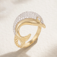 Anillo de Plata de Ley 925 LOZRUNVE con Diseño de Pez Marino, Delfín, para Fiestas