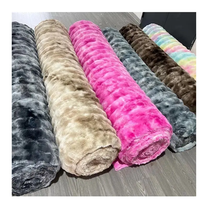 Personnalisé 100% Polyester 3D Fausse Fourrure De Lapin Moelleux En Peluche Hiver Bulle Tissu pour Tapis Textiles De Maison Vêtements et Animaux De Compagnie