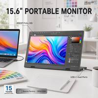 Moniteur portable 15,6 pouces FHD 1080P IPS grand angle de vue USB-C 2 haut-parleurs OEM Plug & Play pour usage domestique/bureau professionnel