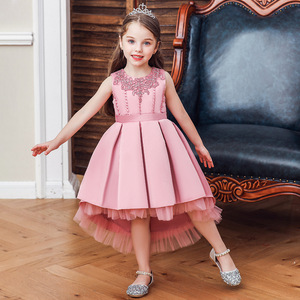 Robe de princesse pour enfants, rose, jupe tutu évasée, costume de demoiselle d'honneur, tenue de spectacle - Product Image 1