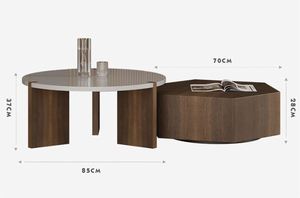 <span class=keywords><strong>Table</strong></span> <span class=keywords><strong>basse</strong></span> <span class=keywords><strong>relevable</strong></span> GEDO moderne et interactive, étanche, en marbre, avec <span class=keywords><strong>plateau</strong></span> en bois naturel et pieds en bois, et rangement intégré - Product Image 3