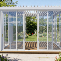 Véranda à toit ouvrant imperméable, maison en verre 4 saisons avec toit réglable pour jardin et cour arrière