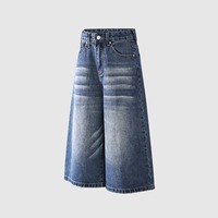 Jean short baggy en denim pour femme, coupe décontractée vintage bleu délavé, jambe large, longueur 7/8, style streetwear