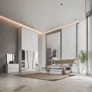 DAVINI Set Completo di Mobili per Camera da <span class=keywords><strong>Letto</strong></span>: <span class=keywords><strong>Letto</strong></span>, 2 Comodini, Armadio, Cassettiera, Tavolo, Design con Specchio, Altamente Personalizzabile per Appartamenti - Product Image 5