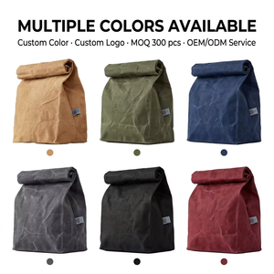 Custom Logo Waterproof Waxed Canvas Roll Top <strong>Lunch</strong> <strong>Bag</strong> Insulated <strong>Cooler</strong> Collapsable 24L Camouflage for Work Picnic Food Storage - Product Image 2
