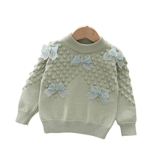 Pulls pour filles, pull princesse à manches longues avec nœud, manteau Cardigan, 3 couleurs - Product Image 4