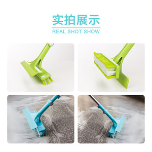 Brosse de sol télescopique rotative double face à poils en nylon pour le nettoyage des joints de carrelage avec rotation multi-points fixe - Product Image 3