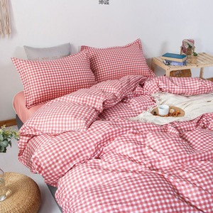 Kuncheng Japanese Style Plaid <b>Bedding</b> Set Cotton Duvet Cover <b>Sheet</b> Set For Dormitory Home Use Four Seasons - Product Image 2