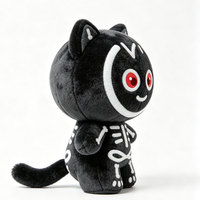 Peluche personnalisée chat noir squelette gothique, jouet en peluche crâne d'Halloween, fabrication OEM ODM, vente en gros, faible MOQ