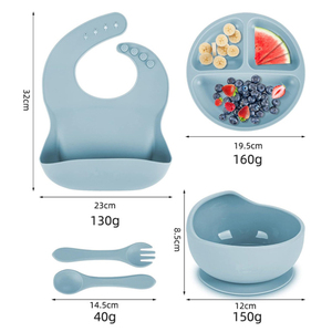 Juego de Vajilla para Bebé con Logotipo Personalizable, Venta Caliente, Directo de Fábrica, Tazón de Silicona para Alimentación Infantil con Cuchara, Tenedor y Babero para Niños - Product Image 2