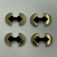 Accessoires de couture personnalisés pour vêtements : Plaques métalliques émaillées noires avec contour en nœud de cristal et bordure dorée polie écologique