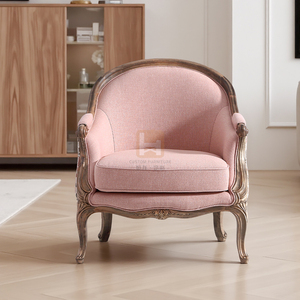 <span class=keywords><strong>Fauteuil</strong></span> de salon en bois rétro américain avec tissu imprimé <span class=keywords><strong>rose</strong></span>, durable, écologique, personnalisable pour la maison, le bureau, la villa, l'hôtel, l'appartement - Product Image 2