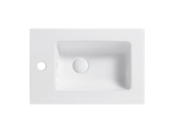 Lavabo de Baño Moderno de Cerámica Pulida con Borde Delgado, de un Solo Orificio, Fácil de Limpiar, Calidad de Hotel/Apartamento, con Anillo de Desbordamiento