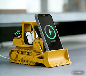 Conception Gratuite Échantillon Rapide Personnalisé Résine Animaux Peints à la Main Dessins Animés Artisanat Téléphone Montre Écouteurs Chargeur Sans Fil 3-en-1 <span class=keywords><strong>Bulldozer</strong></span> - Product Image 2