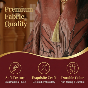 Robe longue de créateur jacquard pour femme, tenue modeste à manches cloche et pompons, fourniture directe usine - Product Image 3