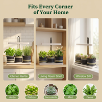 Kit Kebun Herbal Dalam Ruangan Lampu Tanam Set Pot Anyaman 3 Pot Spektrum Penuh Tiang Dapat Disesuaikan Timer Otomatis Bersertifikasi CE untuk Menanam Tanaman