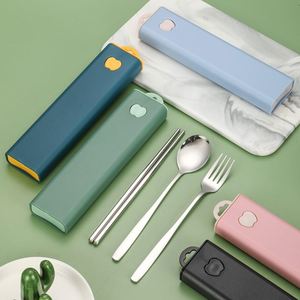 Hot Selling Student Outdoor Camping 304 Stainless Steel Cutlery Spoon Fork Chopsticks Portable 3Pcs Flatware Dinnerware Set - Product Image 5