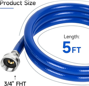 Tuyaux universels anti-éclatement pour machine à laver, eau chaude et froide, lot de 2, en caoutchouc, avec raccords filetés de 3/4 pouces - Product Image 6