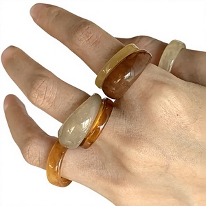 Bagues en résine faites à la main, bijoux fantaisie colorés, bagues ajustables pour femmes et filles - Product Image 5