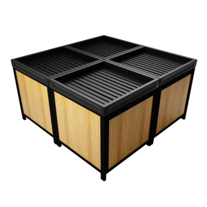 Estantes de madera de acero orgánico para tienda de comestibles, estantes para apilar y exhibir frutas y verduras para supermercado comercial - Product Image 1