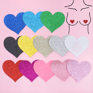 Vente Flash : Cache-tétons jetables à paillettes en <span class=keywords><strong>forme</strong></span> de cœur multicolores pour femmes, pour soirées et tenues de boîte de nuit - Product Image 1