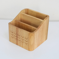 Porte-couverts moderne en bois d'acacia marron/bois de teck écologique, organisateur de bureau/support de télécommande