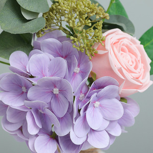 Ramillete de Flores Artificiales Ruilisi, Hortensias de Seda, Rosas, Eucalipto, Decoraciones para Bodas y Hogar - Product Image 3