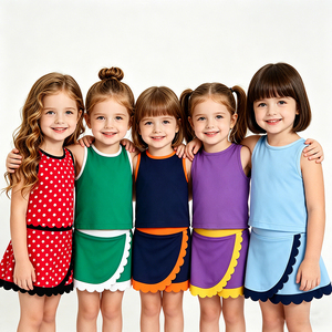 Vêtements de sport personnalisés à bords festonnés, couleur unie, volants, nouveaux designs, jupes-shorts mignonnes pour enfants, tenues de tennis pour filles - Product Image 1