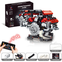 Kit de construction de moteur de voiture V8 contrôlé par application, jouet d'assemblage mécanique, cadeau STEM de collection pour adolescents et adultes