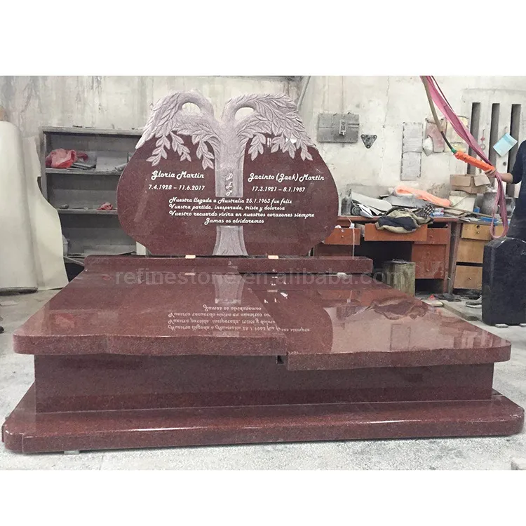 India Rode Grafsteen Marmer Monument Ontwerp Graf Steen Aangepaste Made