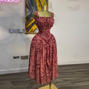 Superventas, ropa de mujer europea y americana, novedad de verano 2025, Correa estampada fresca dulce, cuello en V, cintura alta, adelgazante, línea A <span class=keywords><strong>D</strong></span> - Product Image 2