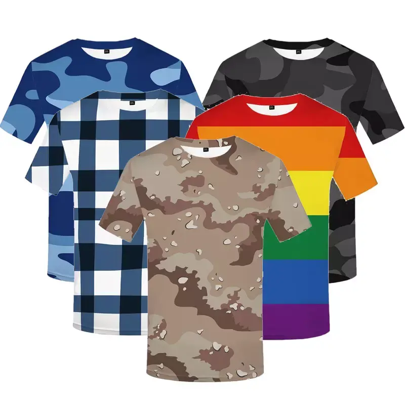 custom all over camouflage printing shorts sleeve mens t shirts 100% polyester quick dry summer graphic tee shirts top