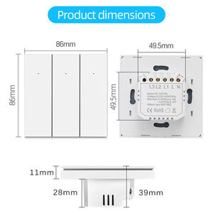 SMARSECUR EU Glass Tuya WIfi Interrupteur mural intelligent sans fil avec télécommande, compatible Alexa - Product Image 4
