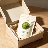 Sachet d'emballage pour matcha avec impression de logo personnalisé, finition mate blanche, pochette Doypack autoportante avec fermeture éclair