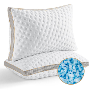 Almohadas de espuma viscoelástica trituradas, Gel tamaño Queen, Juego de 2 refrigerantes para dormir, paquete de 2 almohadas de cama ajustables - Product Image 1