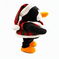 Peluche pingouin de Noël 22 cm avec chapeau écossais, jouet en peluche doux pour enfants, cadeau