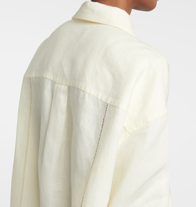 Nuova Camicetta da <span class=keywords><strong>Donna</strong></span> Retrò Casual in <span class=keywords><strong>Lino</strong></span> e Cotone, Maniche Lunghe, Elegante e alla Moda, <span class=keywords><strong>Oversize</strong></span> con Ricami per l'Estate - Product Image 2