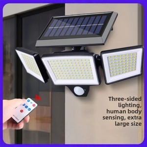Lampione Solare <span class=keywords><strong>a</strong></span> Quattro Teste con 208 LED, Montaggio <span class=keywords><strong>a</strong></span> Parete per Esterni, con Sensore di Movimento e Induzione Corporea Rotante - Product Image 5