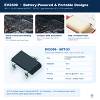 Transistor MOSFET à canal P -60V -1.6A SOT-23, niveau logique, interrupteur de charge côté haut, convertisseur DC-DC, équivalent SI2309