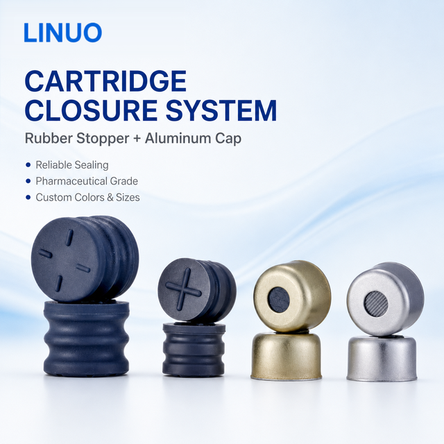 LINUO Wholesale Glass Vial Caps Full Aluminium  Vial Caps 13mm 20mm Vial Tops Rubber Stopper for 3ml Glass Cartridge