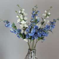 Bunga Delphinium Biru Putih Buatan Tangan Berkualitas Tinggi, Bunga Ajacis Lateks Sentuhan Asli untuk Pernikahan, Wisuda, dan Dekorasi Rumah