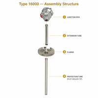 Thermocouple et RTD Huadong Modèle 16000 de qualité export, norme américaine, montage à bride, K/E/J/T/Pt100, tête de connexion polie