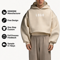 Sweat à capuche court et ample pour homme, coupe oversize, avec logo personnalisé OEM, en molleton épais brossé anti-boulochage, certifié OEKO-TEX