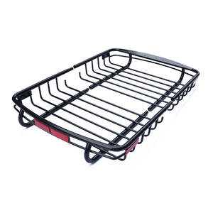 Panier de toit robuste en acier pour SUV, porte-bagages détachable en 2 parties avec réflecteurs, plateau de transport universel pour véhicules tout-terrain - Product Image 1