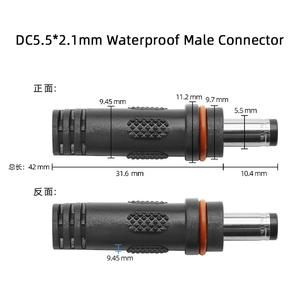 Водонепроницаемый разъем DC 5.5*2.1 мм (штекер/гнездо) с замком, 2-контактный адаптер питания DC, кабель-провод 18AWG из меди в ПВХ-оболочке - Product Image 2