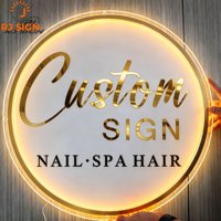 Enseignes néon LED circulaires en acrylique sur mesure ; Designs décoratifs personnalisés en acrylique 3D pour salons de coiffure et barbiers