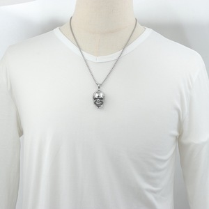 Collar yunnique con colgante de calavera de acero inoxidable, cadena Punk Hip Hop para hombre, 60cm de largo, diseño geométrico, joyería de moda - Product Image 4